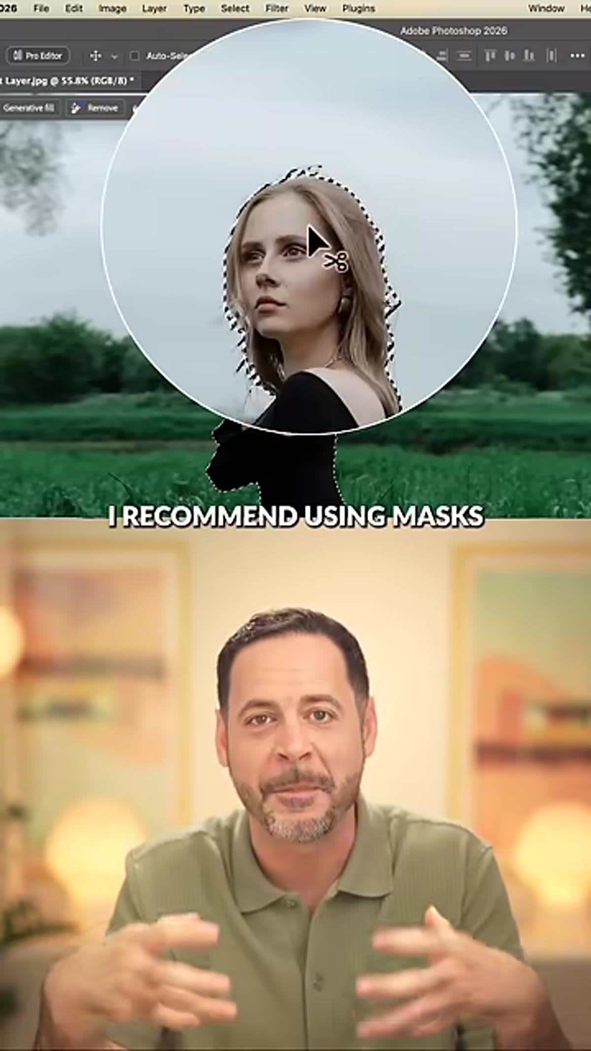Light adjustment layer with mask applied to isolate subject from background