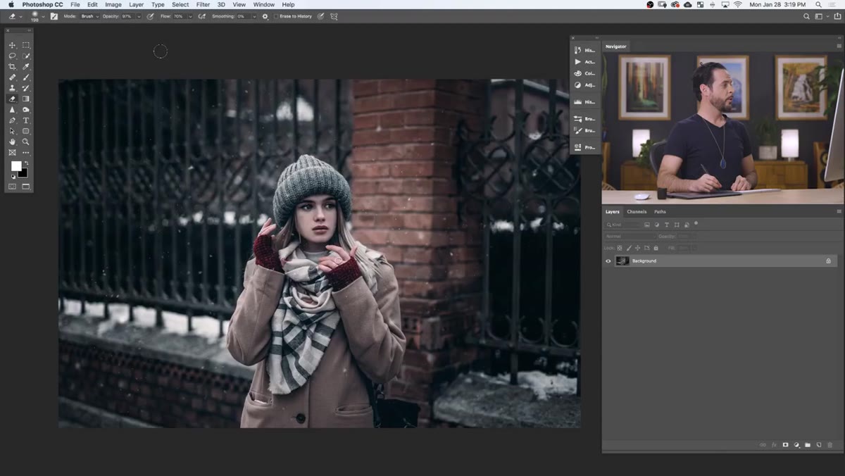 Setting up a white solid color fill layer as background