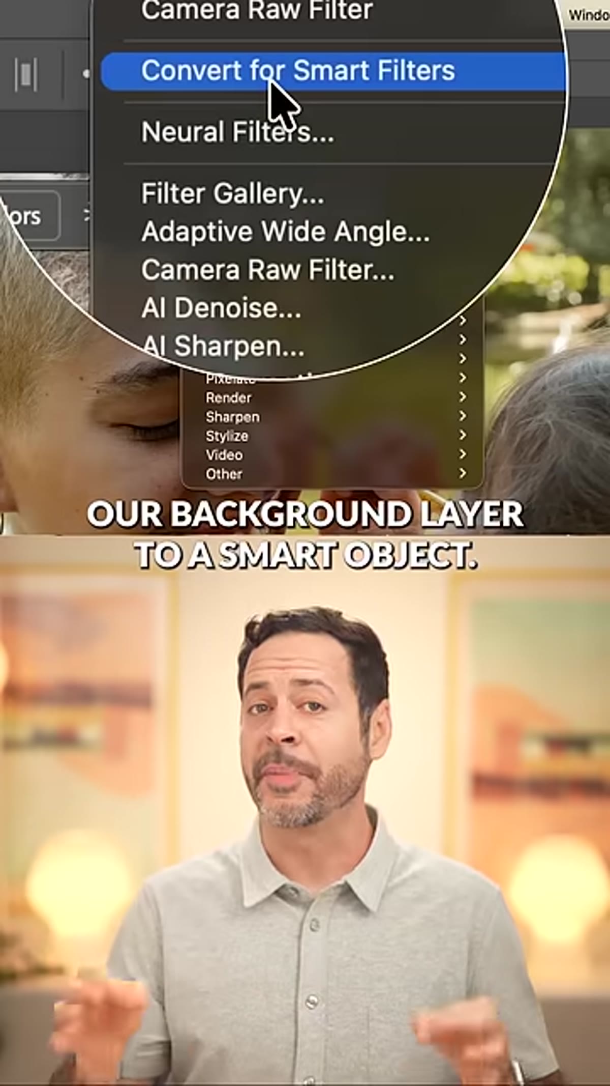 Converting background layer to smart object in Layers panel