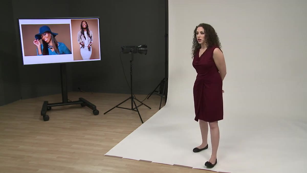 Instructor reviewing images that have genuine expression but minor posing issues