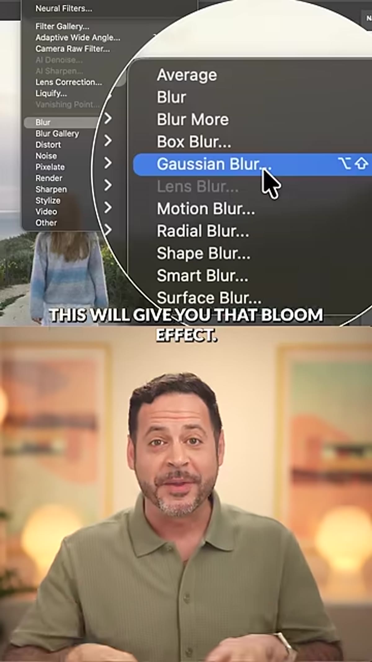 Gaussian Blur dialog applied to highlight layer