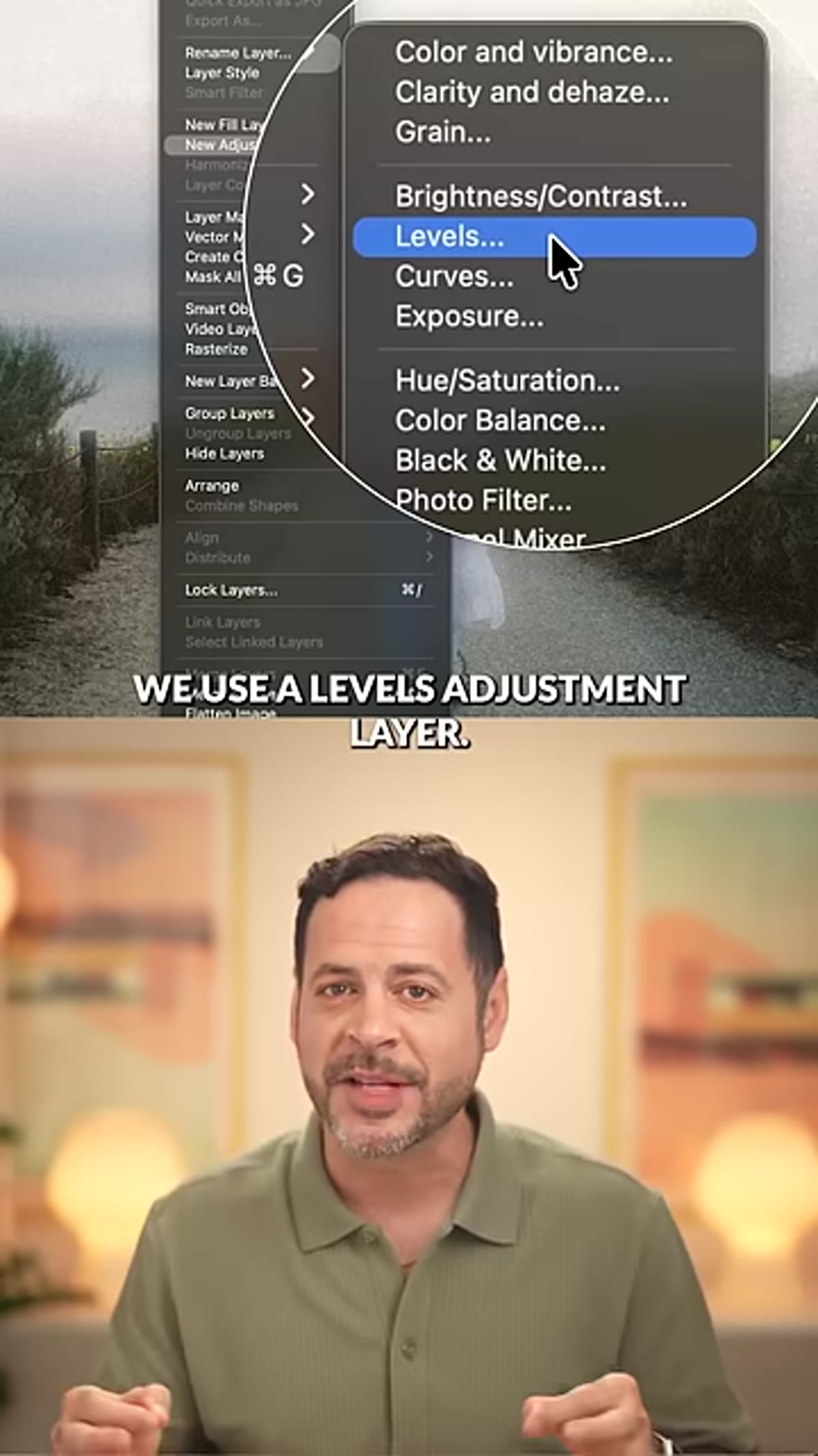 Levels adjustment layer with blacks slider lifted