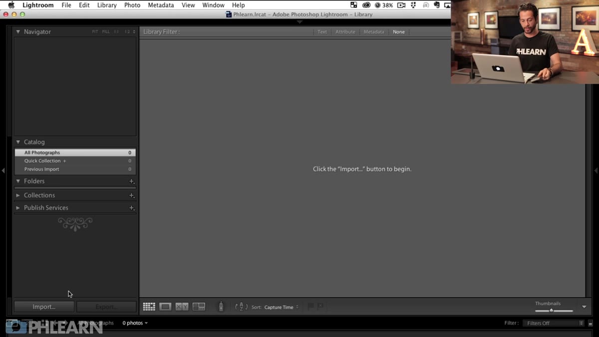 Lightroom import dialog open with memory card detected