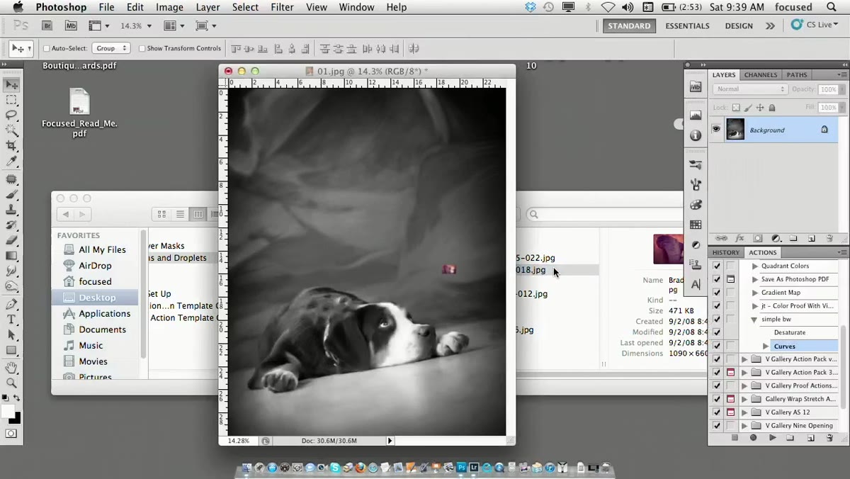 Second image open with Play button being clicked in Actions panel