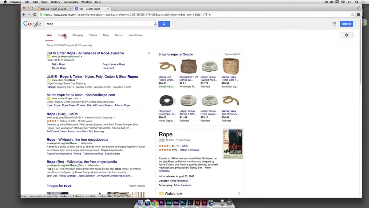 Google Images search for rope texture in browser