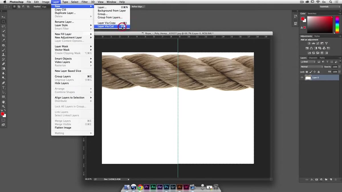 Two layers in Layers panel after Layer via Cut command