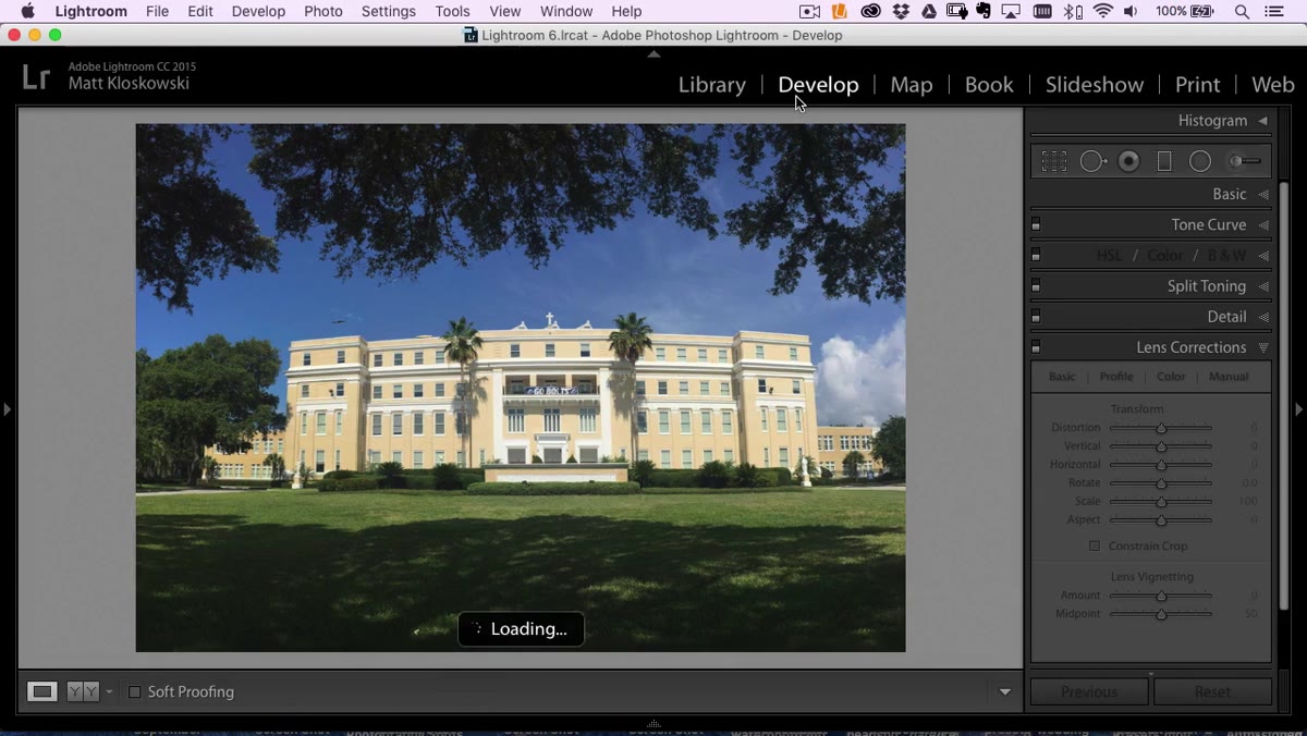 Lightroom Basic panel with shadows lifted and highlights pulled down