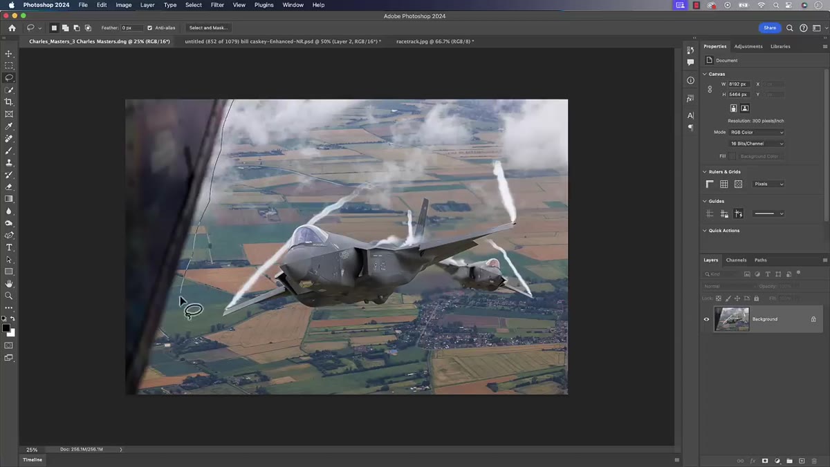 Lasso tool drawing loose selection around plane door