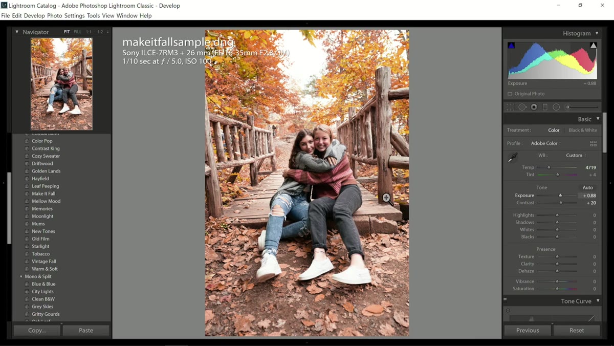 Exposure slider raised for subjects in shadow