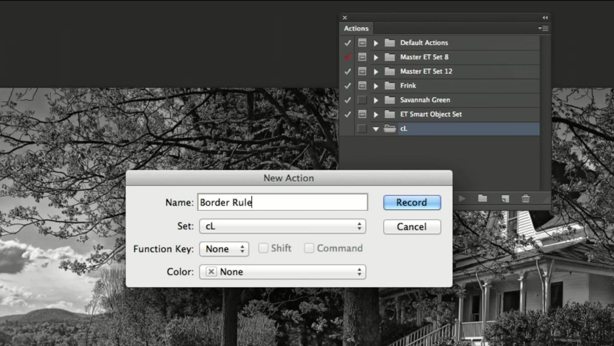 Record button active showing red dot in Actions panel