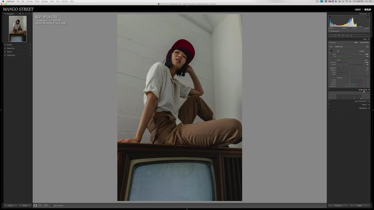 Camera calibration panel with tint and primary sliders being adjusted