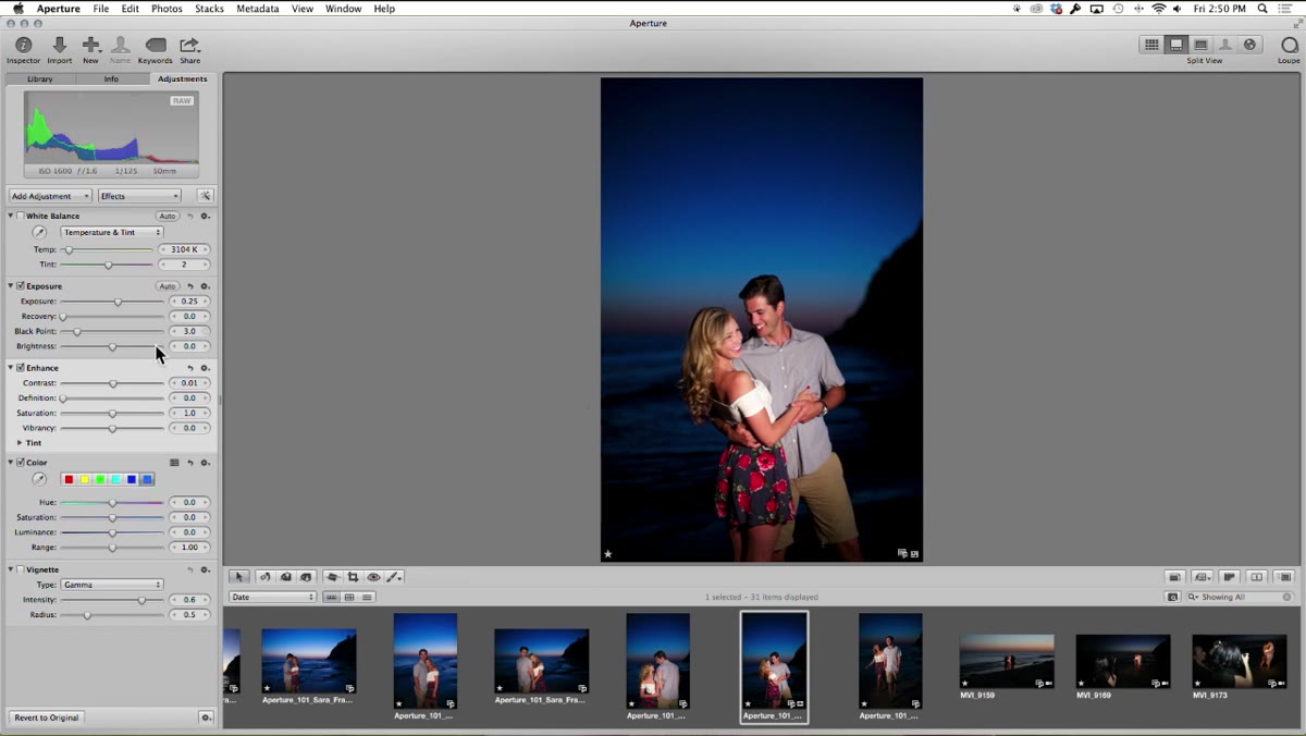 Color picker selecting a hue in the sky area of the image