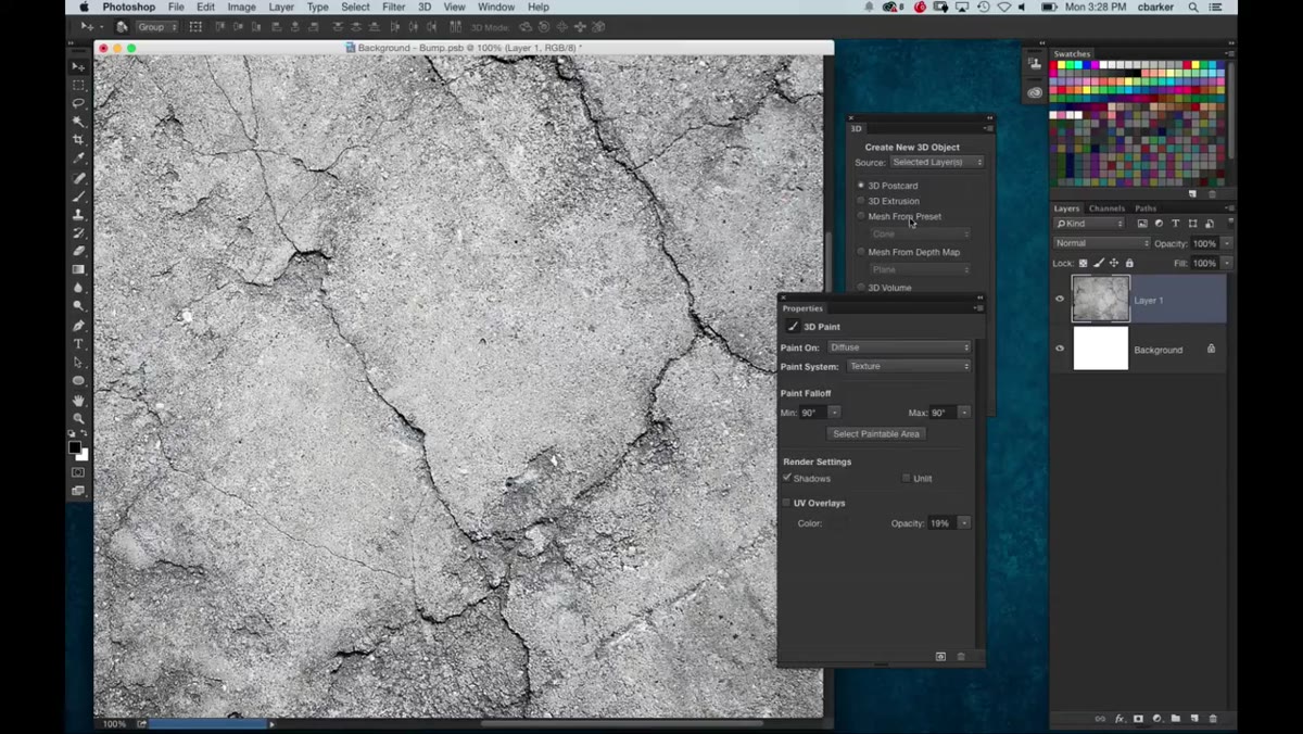 3D postcard being rotated and repositioned in scene view
