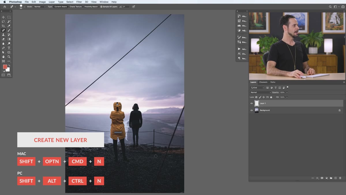 Creating a new layer above the background image layer