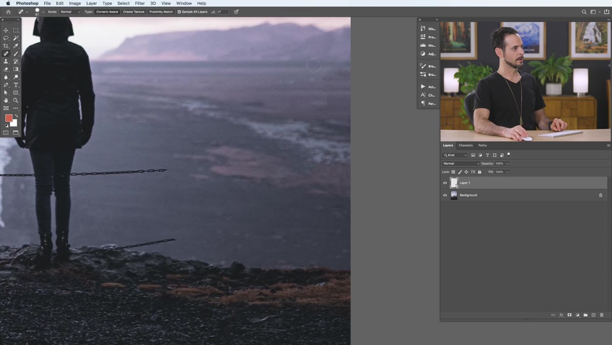 Re-painting a previously corrected area using horizontal brush strokes