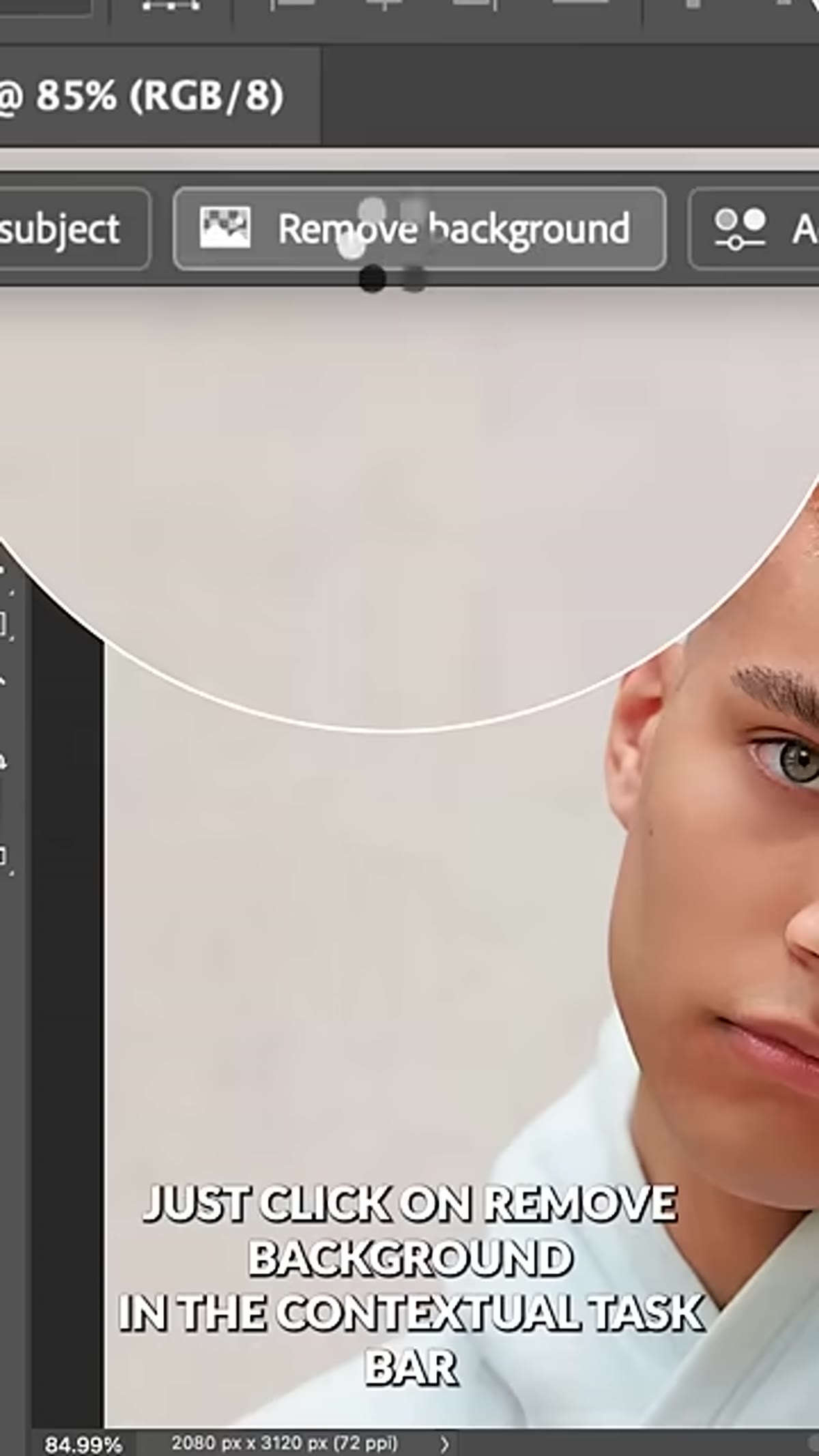 Clicking Remove Background in the contextual taskbar