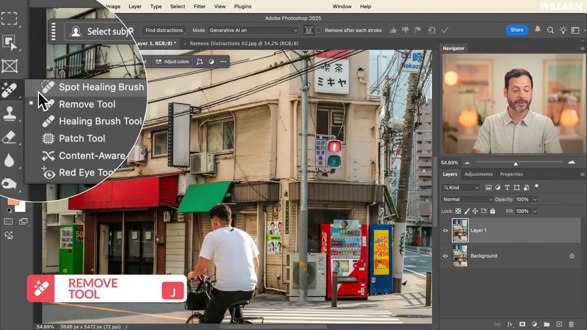 Remove tool selected in toolbar under spot healing brush