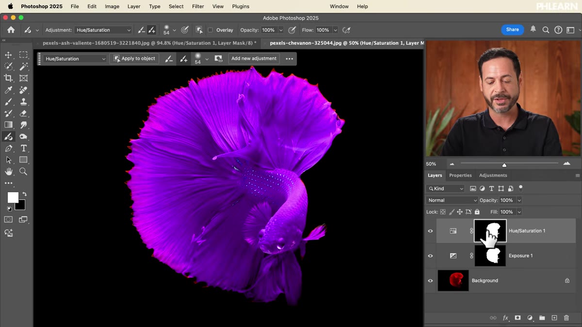 Gradient applied to layer mask in Layers panel
