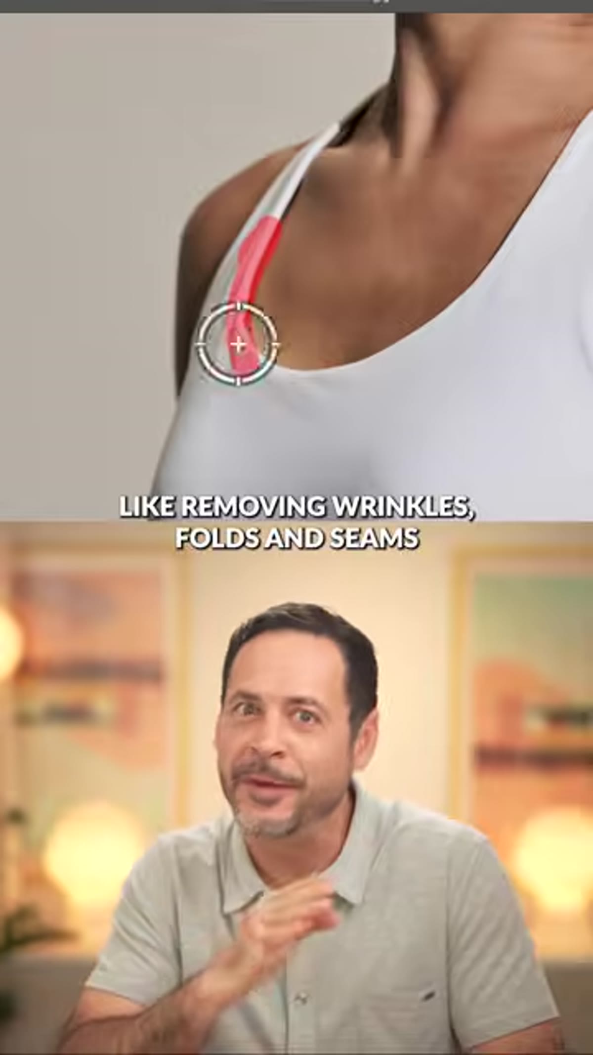 Blemish tool applied to clothing wrinkles on fabric
