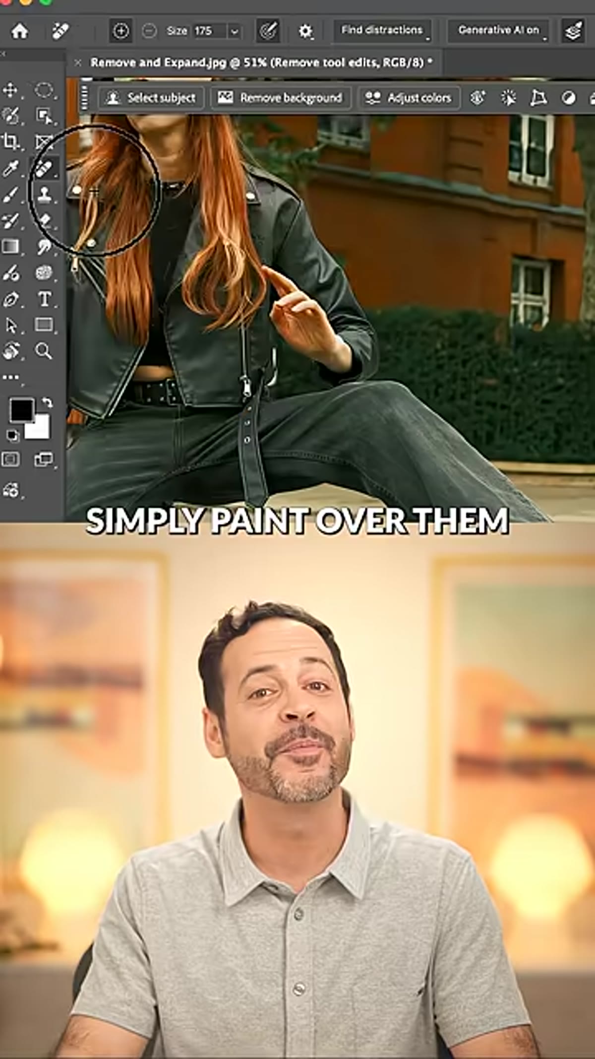 Remove Tool brush being painted manually over a remaining distraction