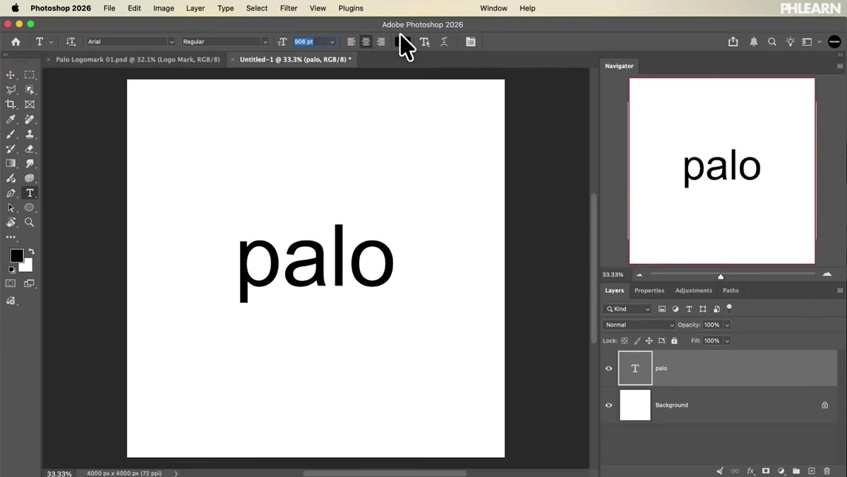 Vector logo being created inside a Smart Object