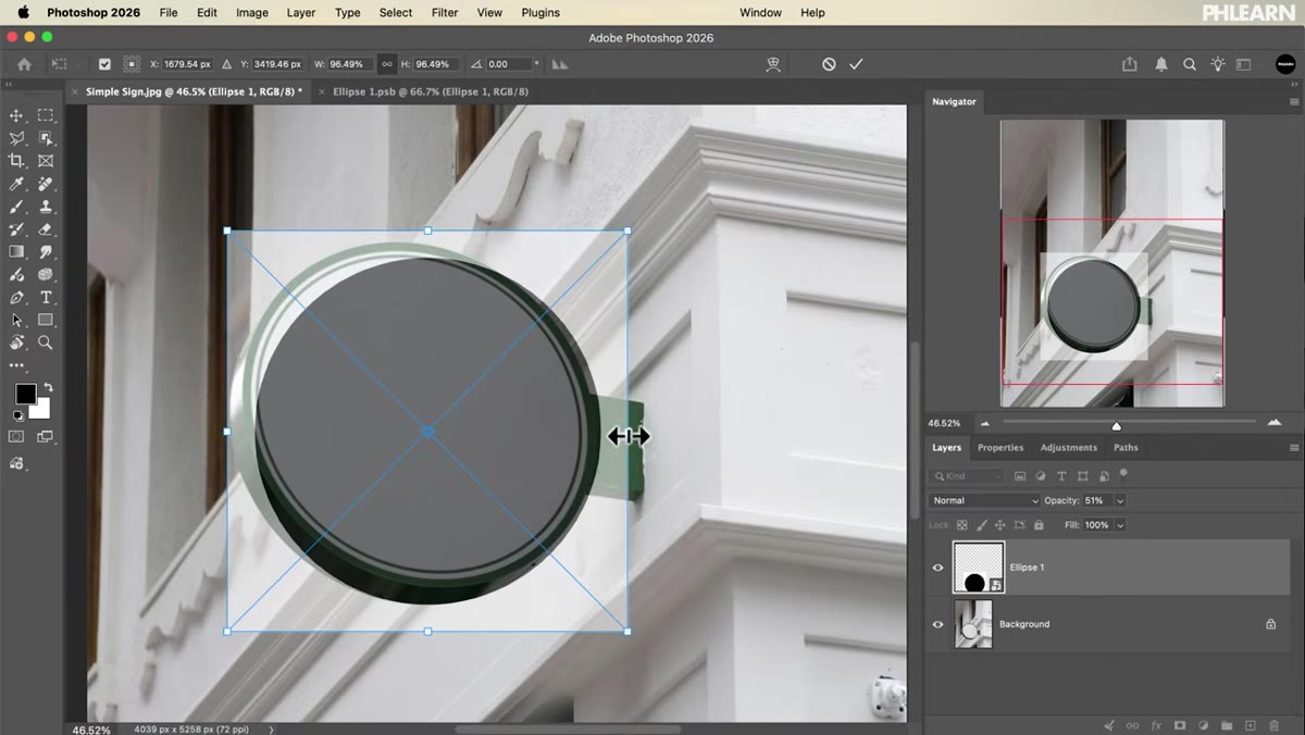 Smart Object being warped onto a sign in perspective