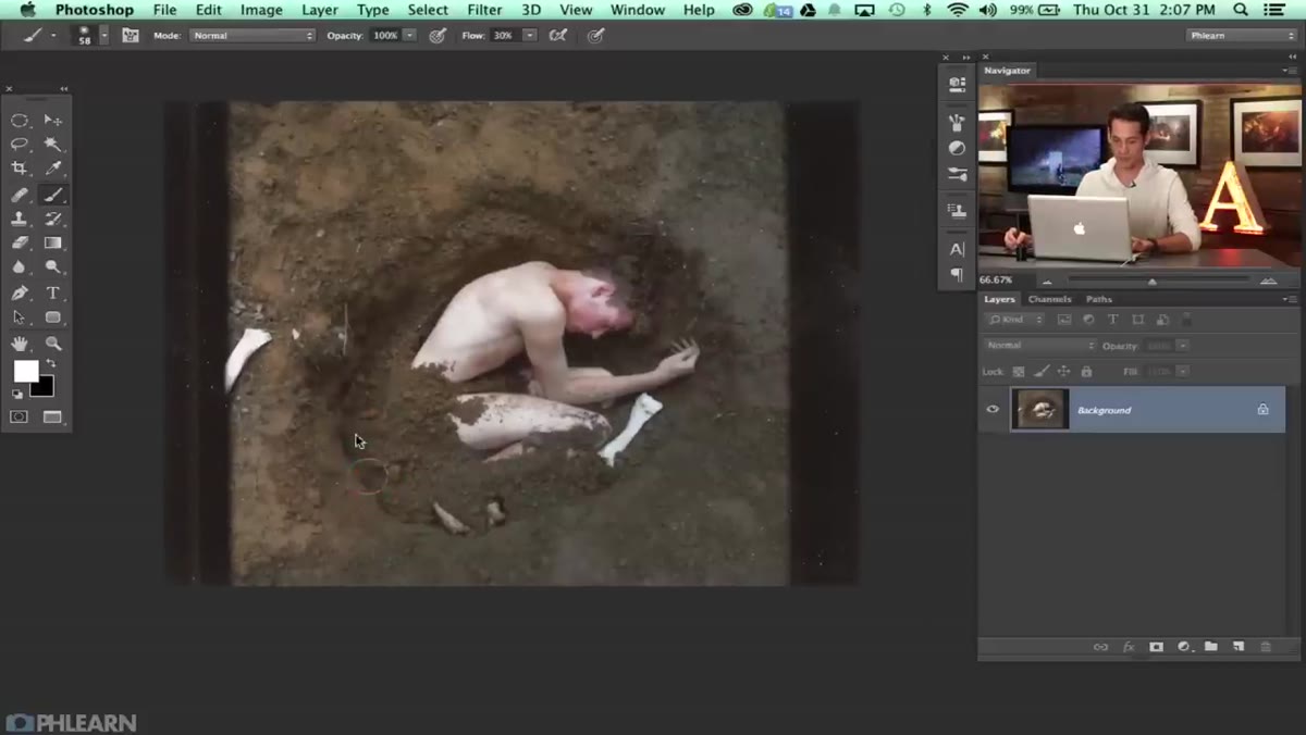 Clone stamp creating visible fuzzy edge on dirt surface