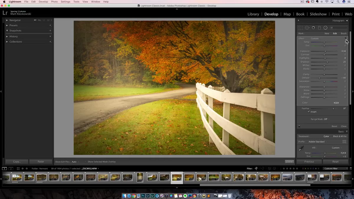Small downward-facing arrow in top right corner of adjustment panel