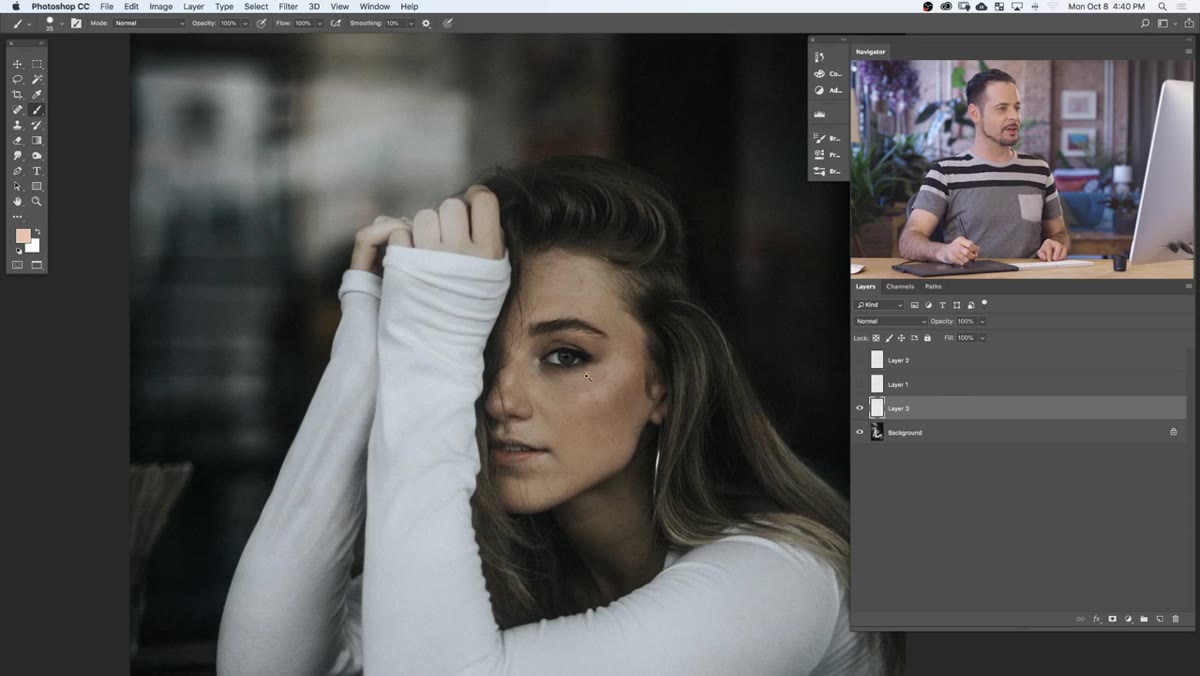 Creating a new blank layer above the portrait