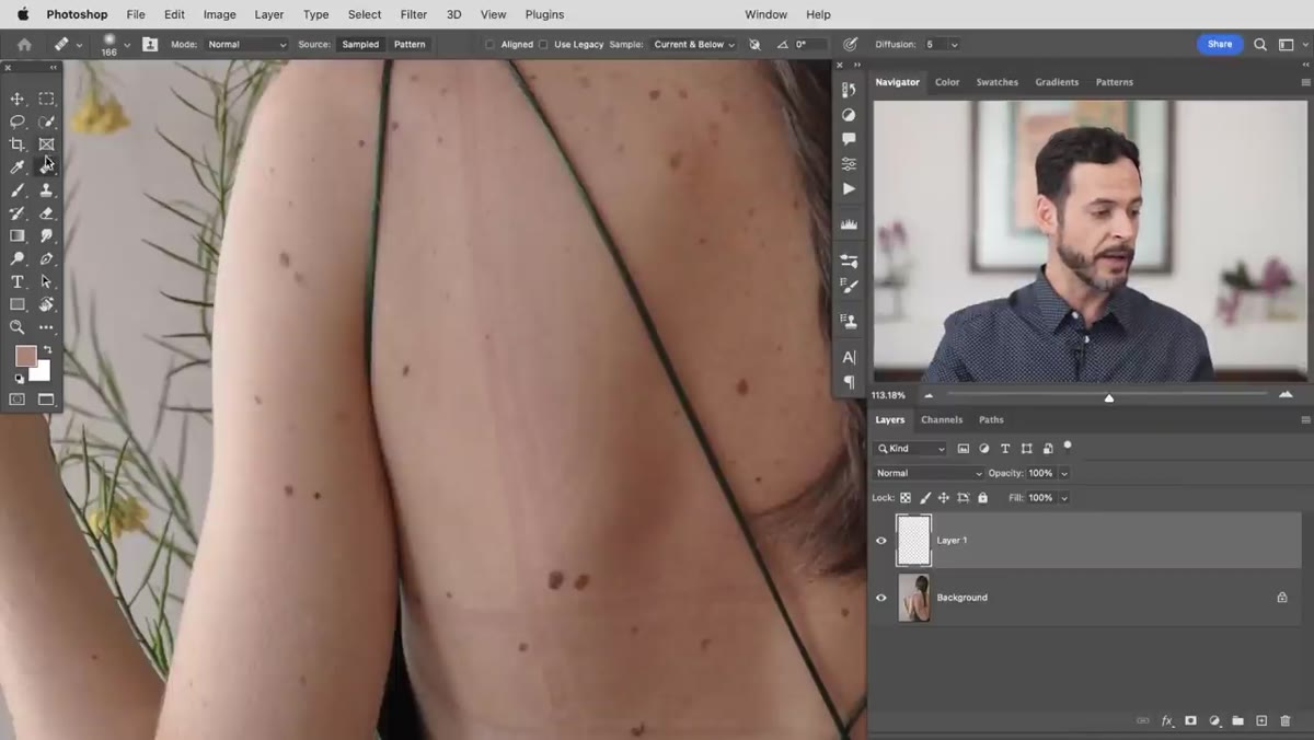 Overview of healing brush results before frequency separation
