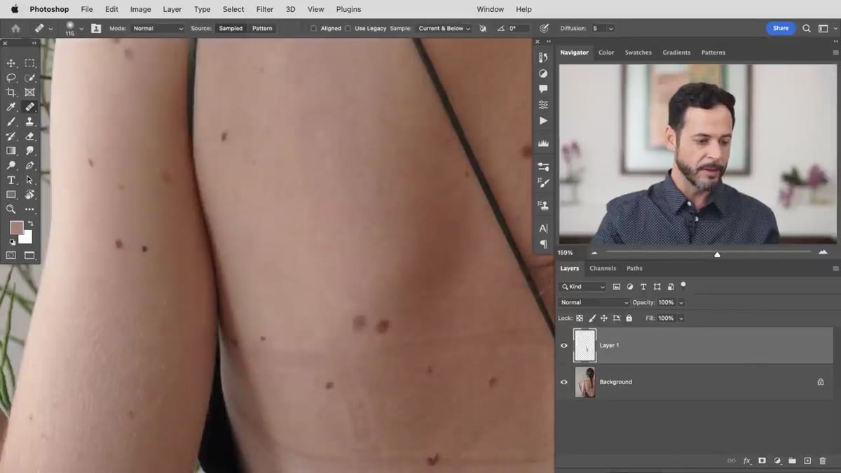 High frequency layer showing skin texture detail isolated