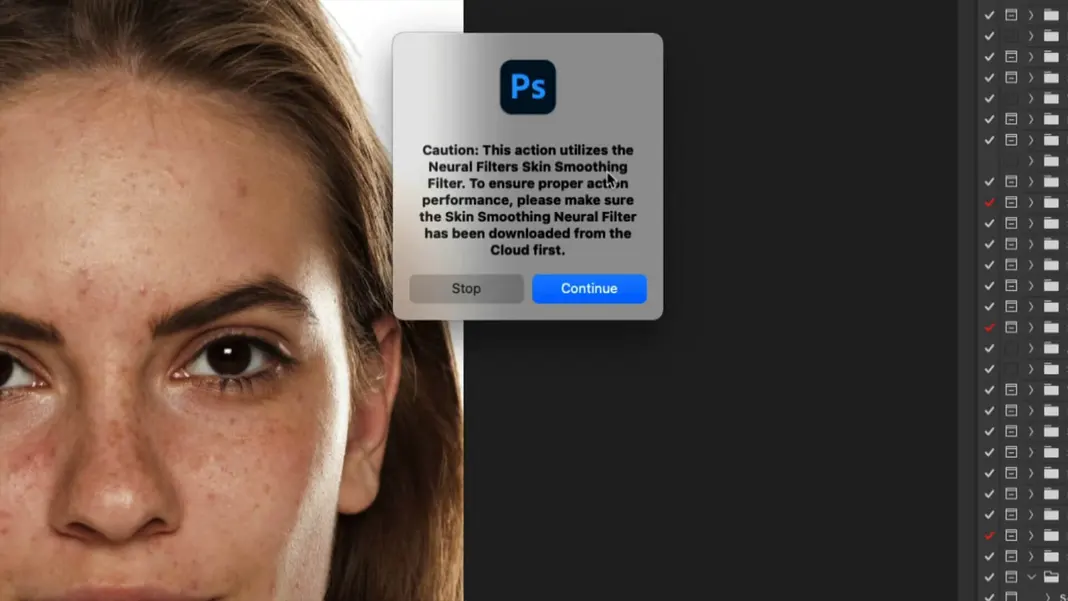 Portrait Retouching panel dialog that retouched image in seconds in Photoshop