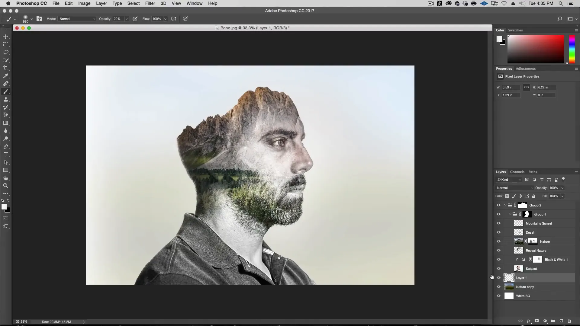 fine tuning the double exposure photoshop