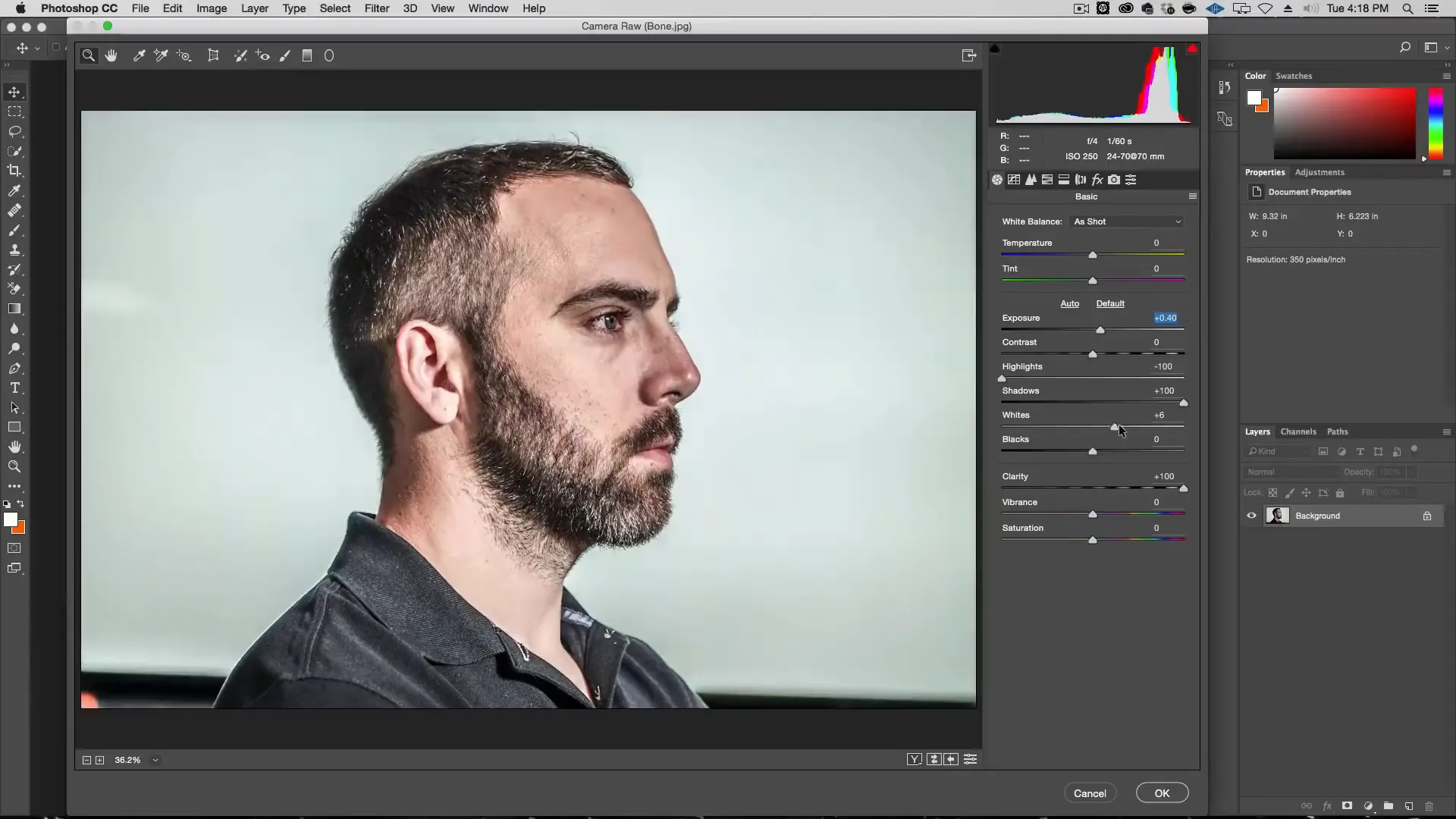 retouching of portrait