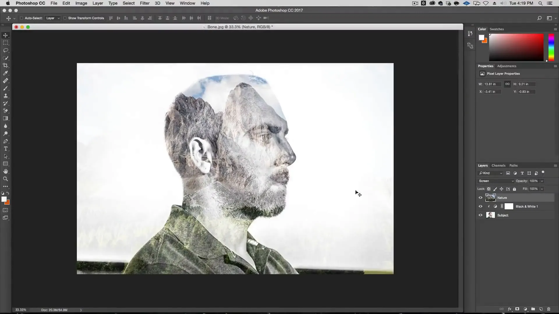 creating the double exposure photoshop