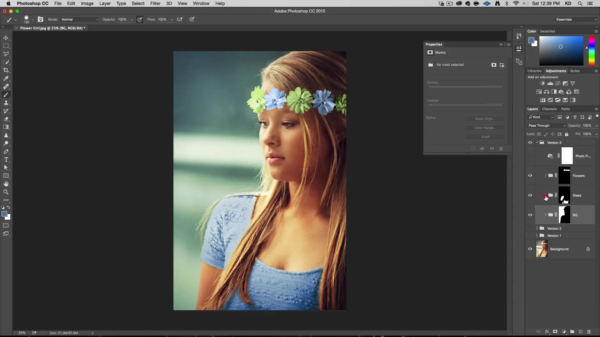 adjustment curve applied to change colors in Photoshop